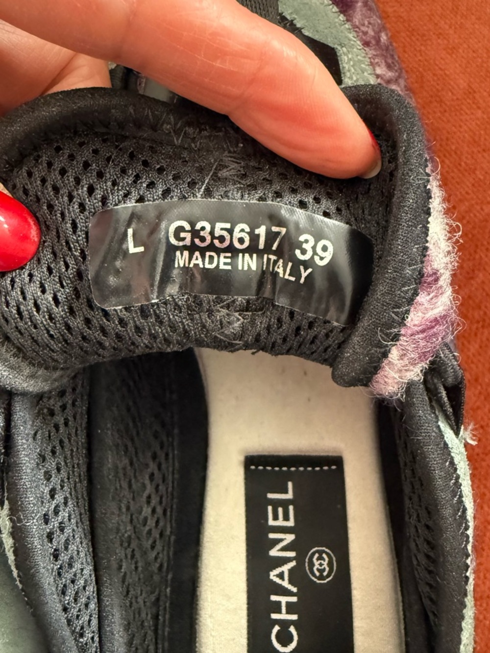CHANEL Multicolor Purple-Gray Wool- Suede Blend Sneakers - Picture 7 of 7